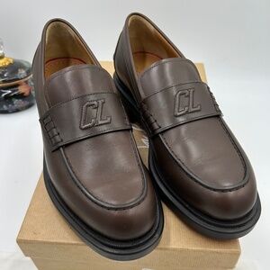 Men’s Christian Louboutin Urbino, moc leather logo loafers size 41 made in Italy